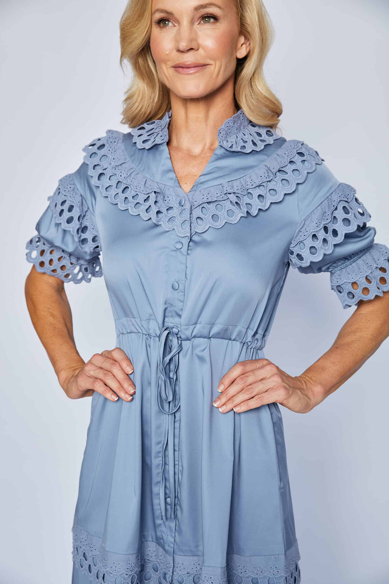 Gloria Midi Dress - Dusty Blue