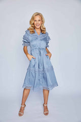 Gloria Midi Dress - Dusty Blue