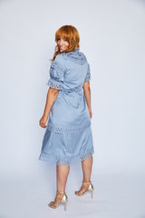 Gloria Midi Dress - Dusty Blue