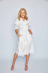 Gloria Midi Dress - White