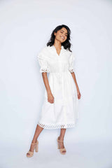 Gloria Midi Dress - White