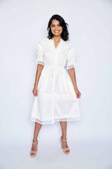 Gloria Midi Dress - White