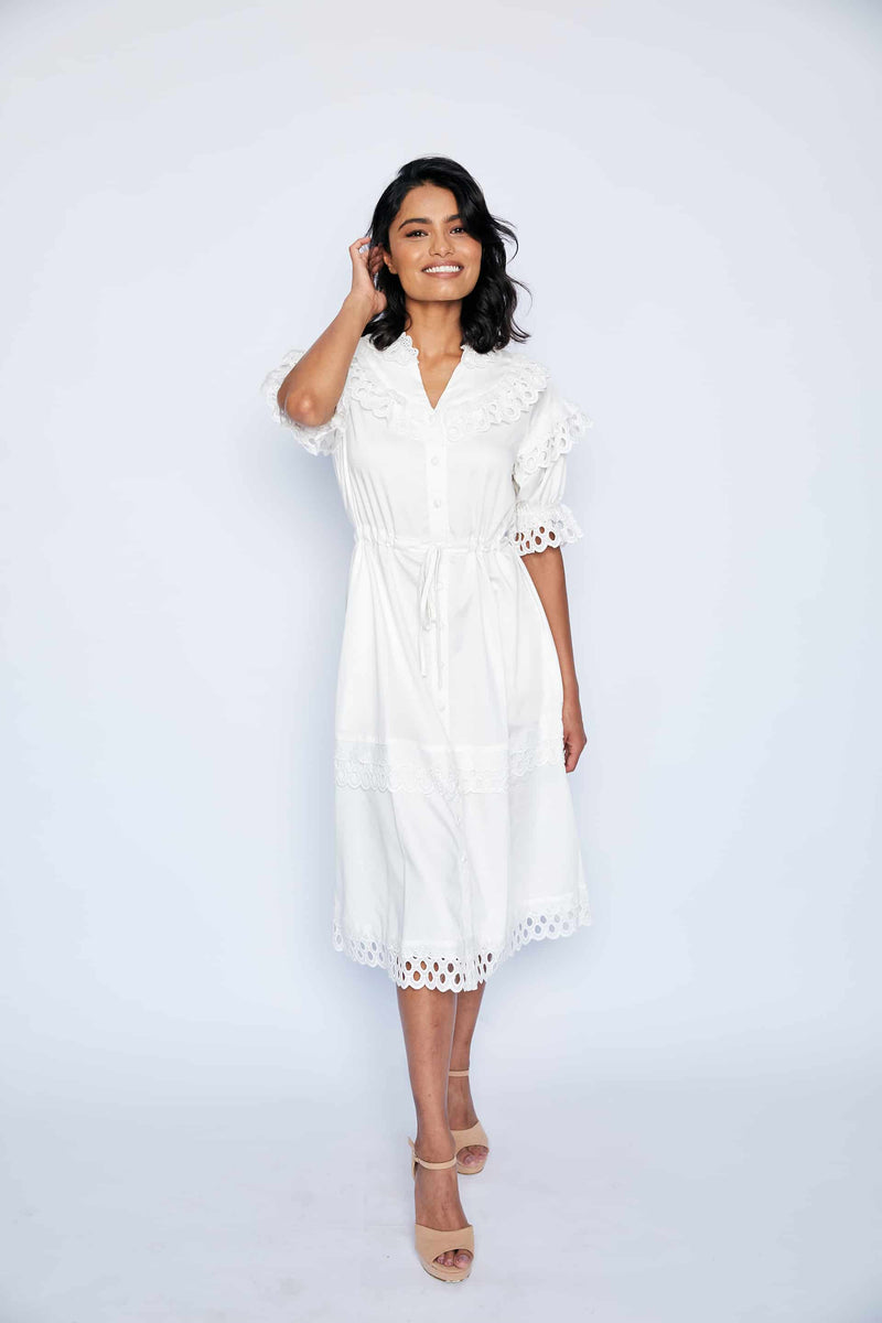 Gloria Midi Dress - White