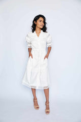 Gloria Midi Dress - White