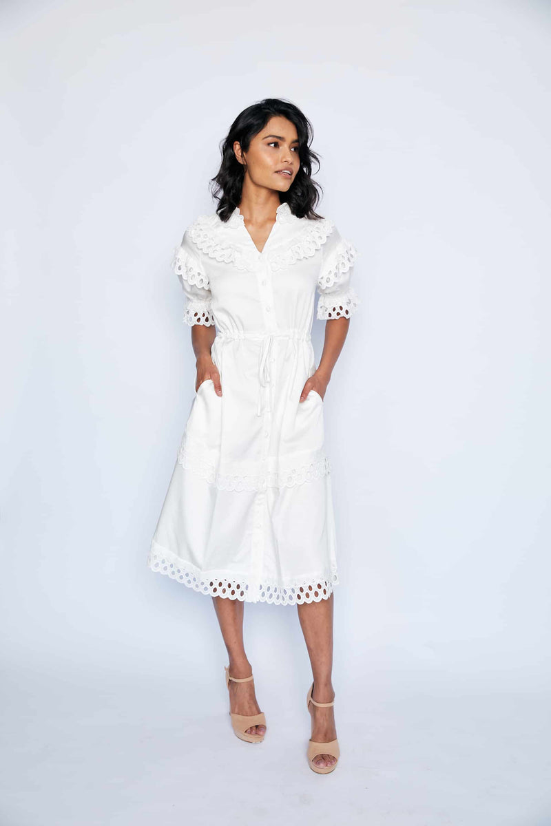 Gloria Midi Dress - White