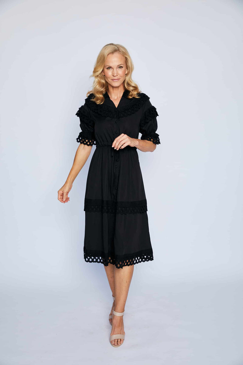 Gloria Midi Dress - Black