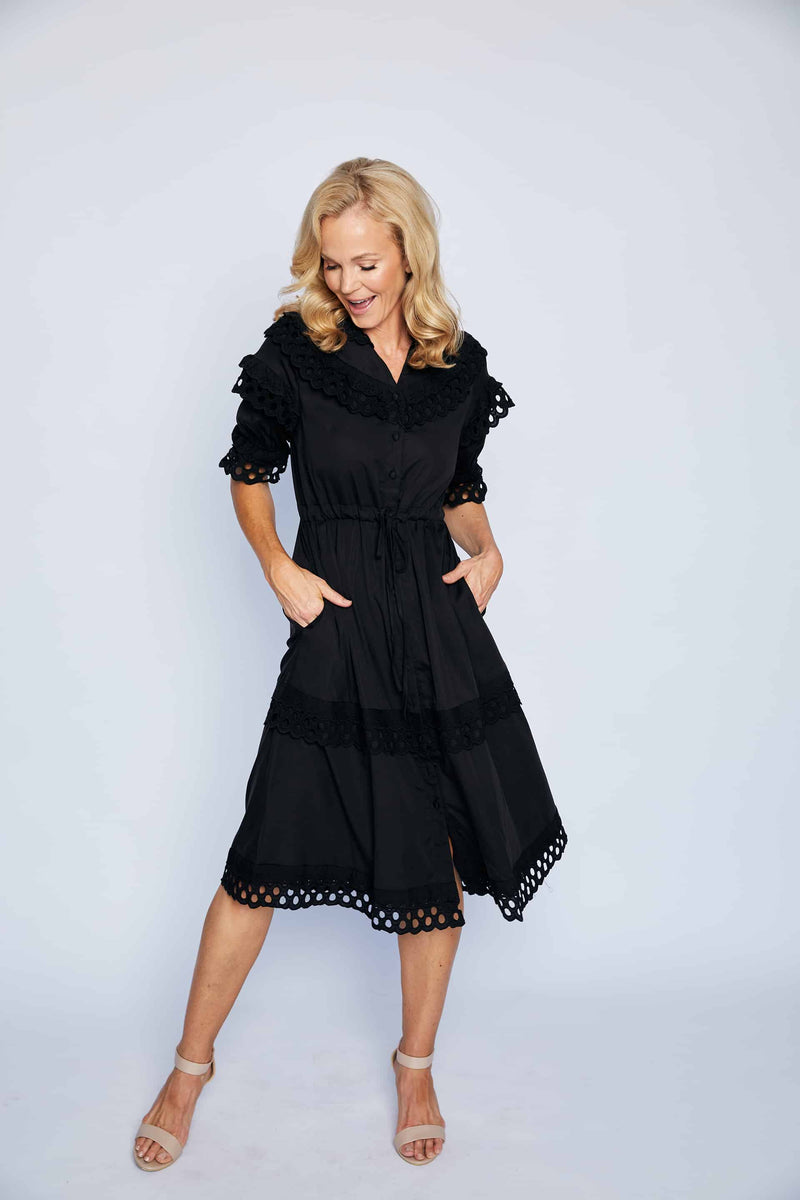 Gloria Midi Dress - Black