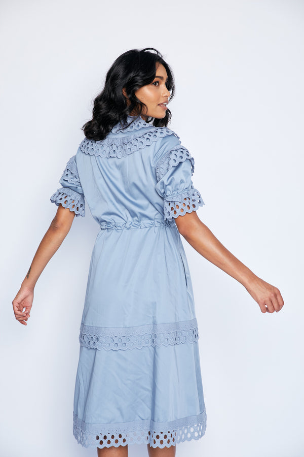 Gloria Midi Dress - Dusty Blue