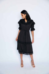 Gloria Midi Dress - Black